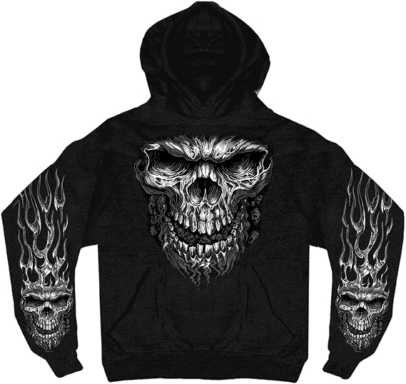 Hot Leathers GMS4237 Men's Shredder Skull Black Pullover Hoodie - skull hoodie