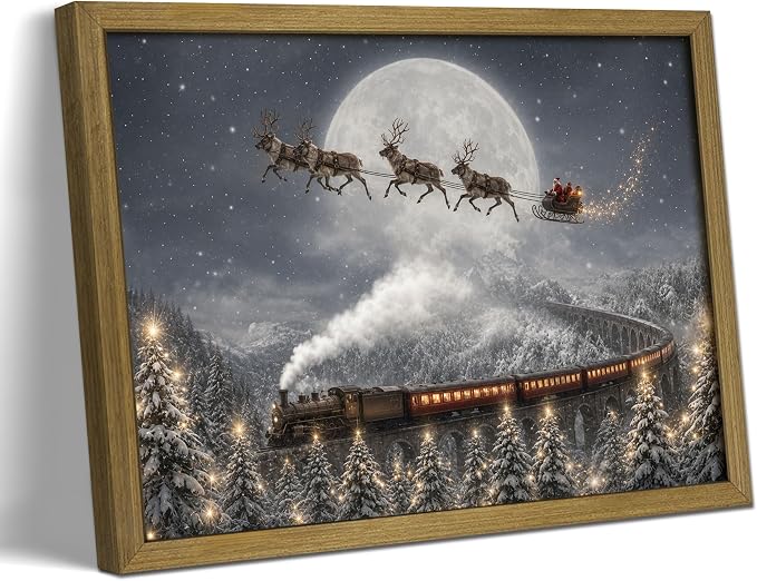 Christmas Wall Art Pictures, Vintage Christmas Wall Decor Prints, Vintage Santa Portrait Canvas Print Posters, Farmhouse Santa Pictures for Wall Framed 12x16 Inch - skull wall art