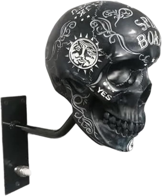 Motorcycle Helmet Skull Holder, Wall Mount Helmet Rack, Resin Crafts,Skull Helmets Holder Suitable for Motorcycle Cap, Baseball Cap, Bicycle Cap, Hat Storage Rack,Sports Gear (Type-D) - skull helmet