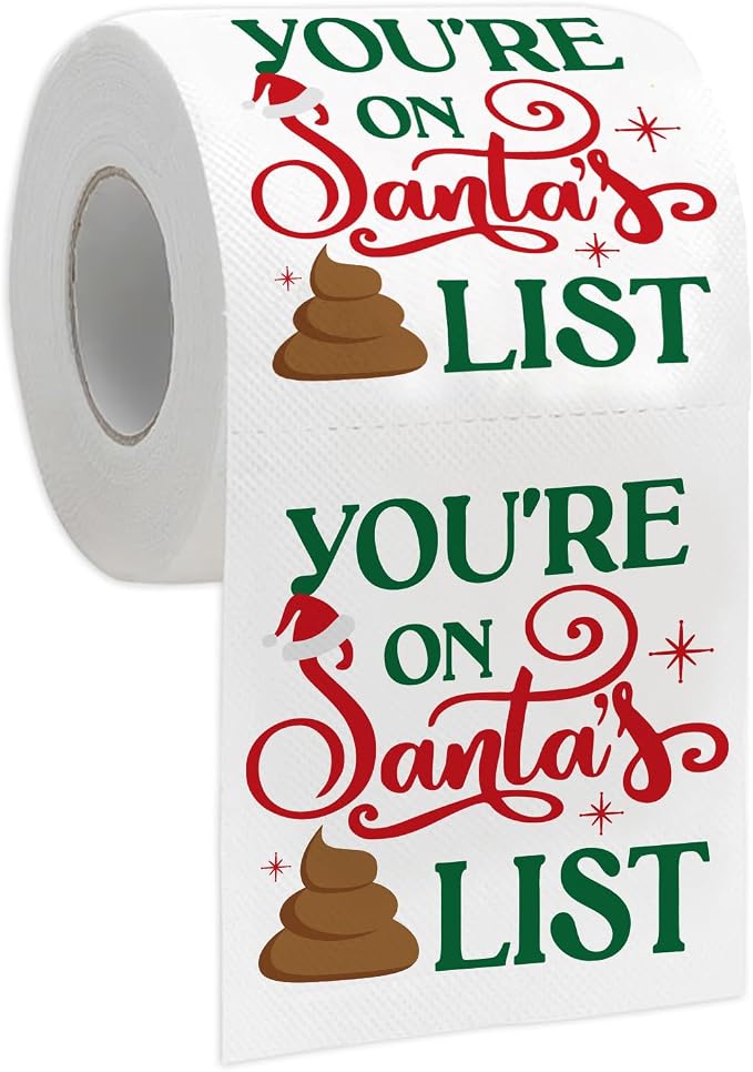 Funny Christmas Toilet Paper, Christmas Bathroom Decorations, 200 Sheets Holiday Toilet Papers, Novelty White Elephant Gag Gifts for Men Women, Xmas Stocking Stuffers Party Decor Supplies - skull toilet paper