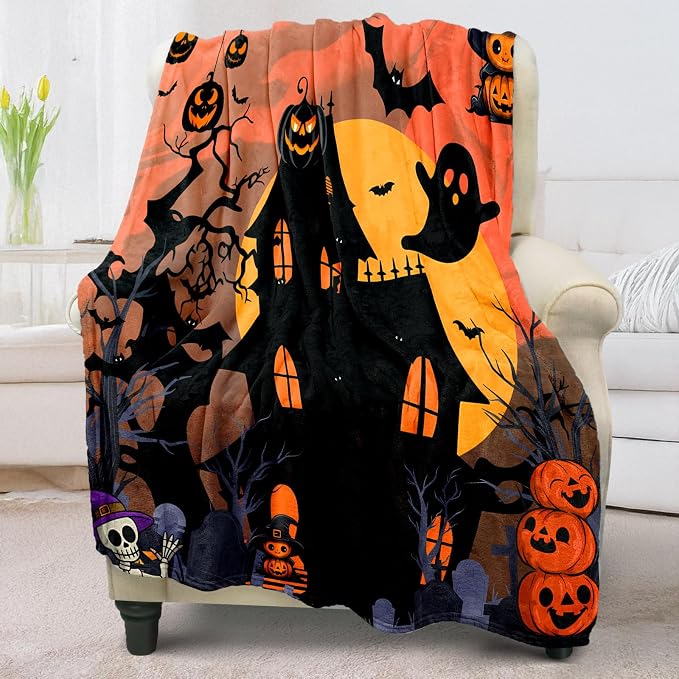 Cute Halloween Blankets for Kids/Adults, Spooky Blanket for Boy/Girls/Toddler, Throw Blanket for Couch 40″x 60″