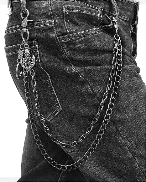 Pants Jean Chain Belt: Heavy Wallet Pocket Chain, Cool Streetwear Goth Punk Grunge Skeleton emo Pirate Accessories
