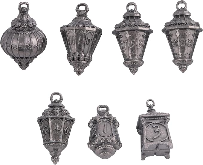 7-Piece Lantern DND Dice Set,Metal Dice with Skull Dice Bag