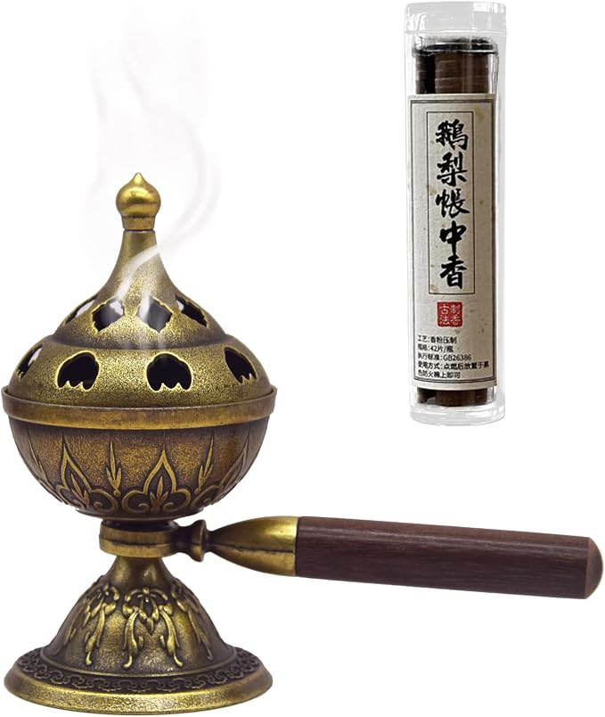 Handheld Incense Burner, 360° Rotating Handle with Incense Coils - skull incense burner