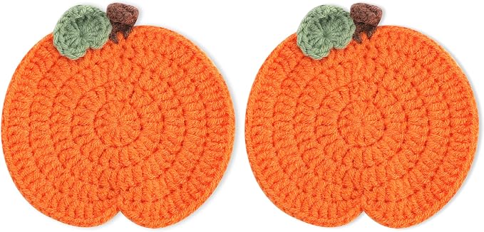 Pumpkin Crochet Coasters, Fall Theme Party Decorations - skull coaster