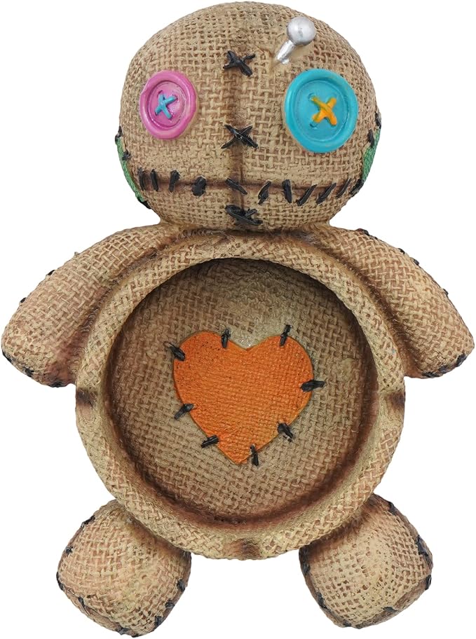 Hand-Painted Voodoo Doll Ashtray – 7 x 5 Inch Cold Cast Resin Tray | Gothic and Mystical Decorative Accent for Desk, Shelf, Home Décor, Collectibles, or Quirky Gift for Friends and Enthusiasts - skull ashtray