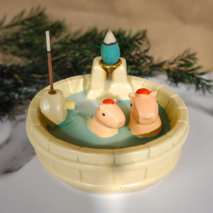 MOUGIGI White Capybara Backflow Incense Holder - Adorable Unique Design - skull incense burner