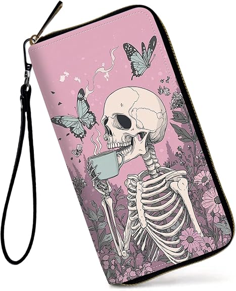 Wristlet Wallets for Women,Large Capacity RFID Blocking Leather Zip Around Travel Wallet Phone Purse Clutch Bag - sugar skull handbags for sale