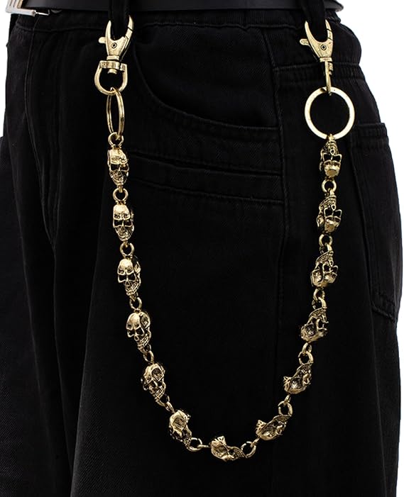 Wallet Chains Skull Head Punk Jeans Chain Fashion Wallet Chain Goth Accessories for Men Women - skull wallet