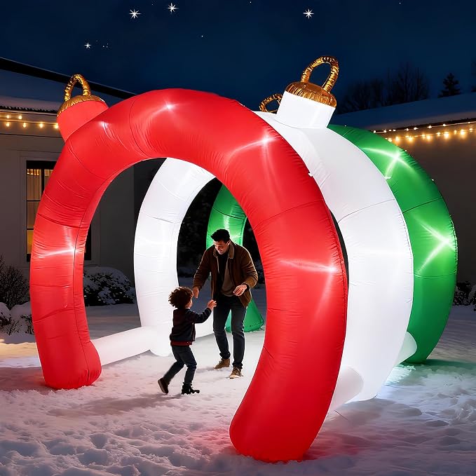 10.5 FT Christmas Inflatables Ornament Tunnel Arch Outdoor Decorations, Blow Up Walk-Through Archway Yard Decor for Garden Lawn Xmas Display - skull inflatable