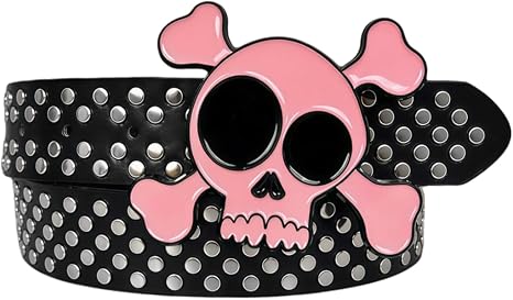 ZGMYC Gothic Skull Buckle Belts for Men Women Punk Studded Rivet Waist Belt Y2K Waistband Rave Halloween Accessory