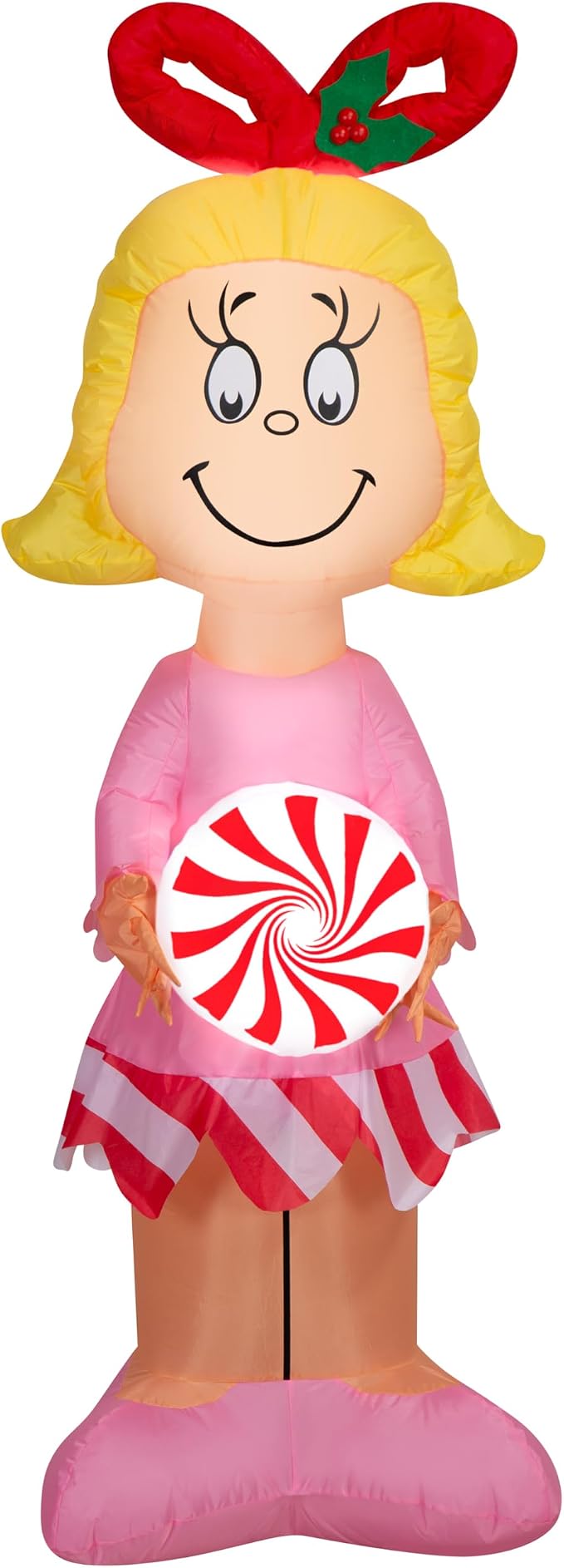 Gemmy Airblown Dr. Seuss Cindy Lou Who with Peppermint Christmas Inflatable, 5-Ft, LED Yard Decor - skull inflatable