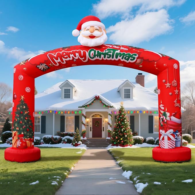 21Ft Christmas Inflatable Arch with Built-in Blower, Blow Up Santa Claus Archway for Outdoor Decoration, Christmas Party, Lawn Garden - skull inflatable