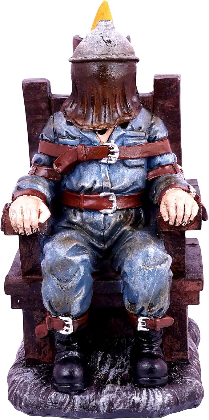 Electric Chair Backflow Incense Burner | 6.5 Inches Tall | Handcrafted Resin Gothic Smoke Fountain | Unique Dark Home Décor & Meditation Accessory - skull incense burner