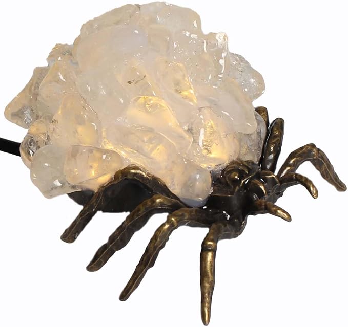 Clear Quartz Spider Table Lamp, 3-Color Dimmable USB LED Night Light