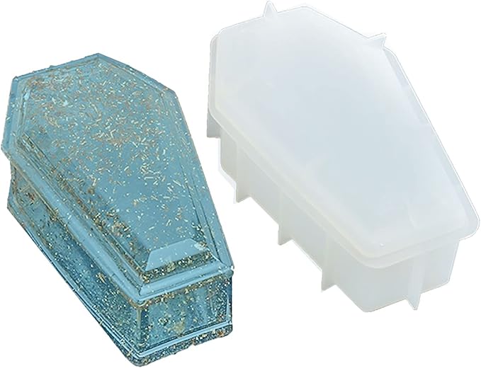 1 Set Coffin Storage Box Silicone Halloween Theme Casket Resin Mold Bottle Jar Epoxy Silicone Casting Molds Coffin for Jewelry Ornaments Trinket, 3D DIY Making Decor Art Crafts - skull ashtray