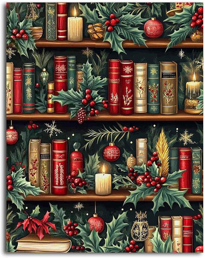 Gemozaic Christmas Paint by Numbers Kit for Adults - Bookshelf, 16 x 20 in - skull painting