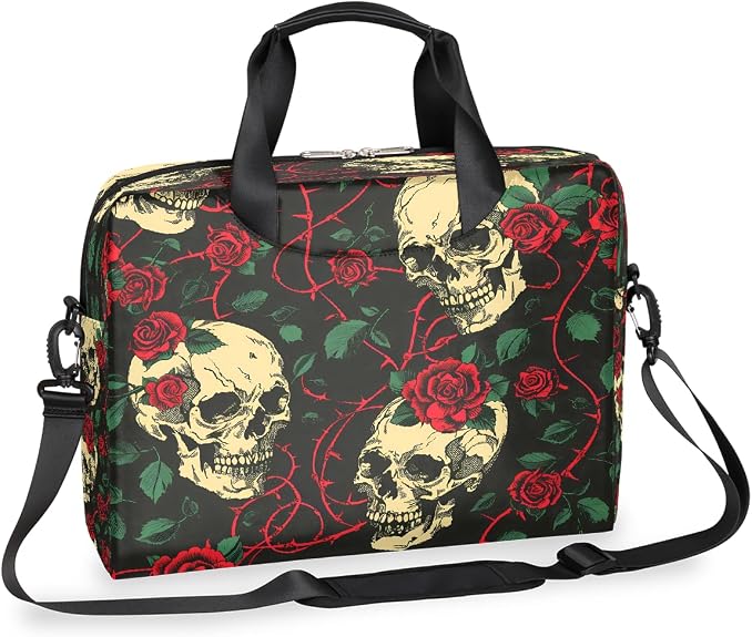 Laptop Bag Retro Rose Floral Skull Pattern Laptop Case Sleeve Messenger Bags with Shoulder Strap Briefcase for Laptop 13 14 14.5 15.6 16 in - sugar skull handbags for sale