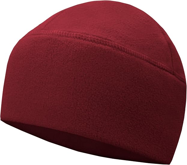 Winter Fleece Beanie, Wide Double-Layer Brim Warm Skull Cap, Windproof Lightweigh Sleep Hat for Men Women - skull watch