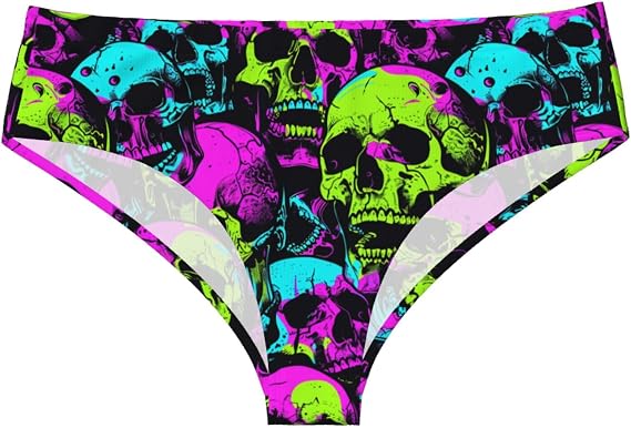 Women's Hipster Underwear Classic Briefs Soft Breathable Bikini Panties for Women - skull swimsuit