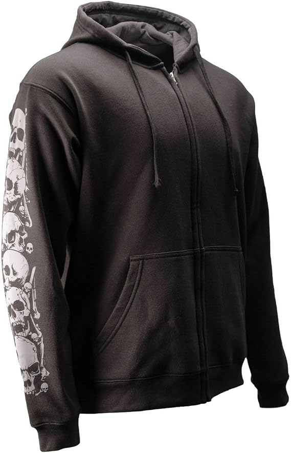 MMCC Men’s Bare Bones Riding Hoodie - Premium Cotton, Reflective Skull - skull sweatshirts