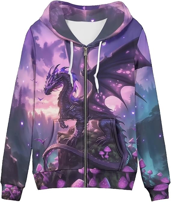 WELLFLYHOM Women Y2K Hoodie Zip Up Sweatshirt Vintage Jackets Hooded Cardigan - skull sweatshirts