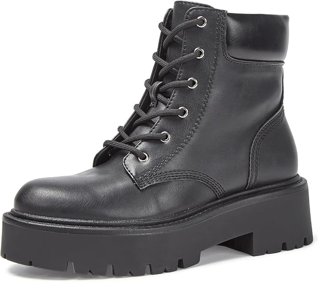 YZ Lace-up Combat Boots Ankle Bootie Side Zip Boots for Women | Water-Resistant Platform Lug sole Boots - sugar skull costume