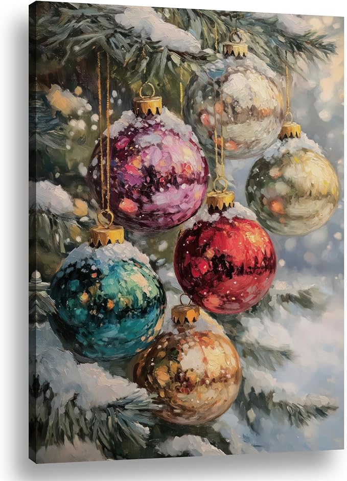 FENNIDICE Christmas Tree Canvas Print 12x18 Winter snow scene Wall Art - skull wall art