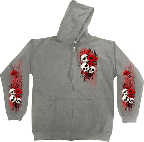 Hot Leathers Women’s Motorcycle Hoodie Collection – Ride-Ready Style in Premium Zip-Up Hoodies - skull hoodie