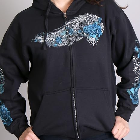 Hot Leathers Women’s Motorcycle Hoodie Collection – Ride-Ready Style in Premium Zip-Up Hoodies - skull hoodie