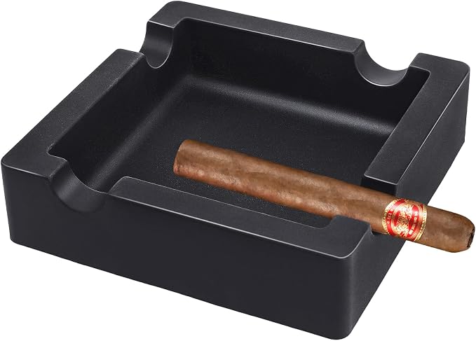 Outdoor Cigar Ashtrays Unbreakable Large Ring Gauge Silicone Ashtrays for Patio/Outside/Indoor/Home Decor with 4 Rest Cigar Holder Ash Tray Minimalistic - skull ashtray