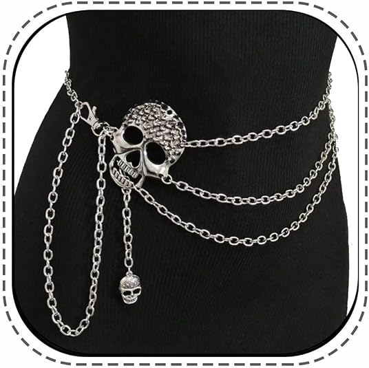 Skull Layered Waist Chain Belt – Punk Gothic Crossover Body Belly Chains Tassel for Women Girl
