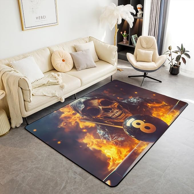 Erosebridal Sugar Skull Area Rug 5x7 Gothic Skeleton Pool Player - skull floor mat