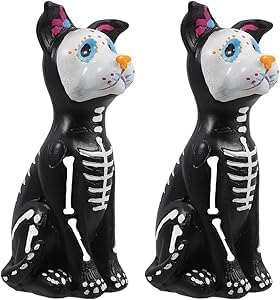TOYANDONA Day of The Dead Dog, 2pcs Halloween Dia De Los Muertos Altar - skull figurine