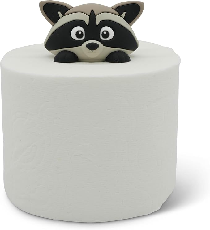 Funny Novelty Toilet Paper Topper – Hilarious Bathroom Décor Gag Gift – Quirky Restroom Accessory for Home, Office, or Guest Bathroom - Raccoon - skull toilet paper