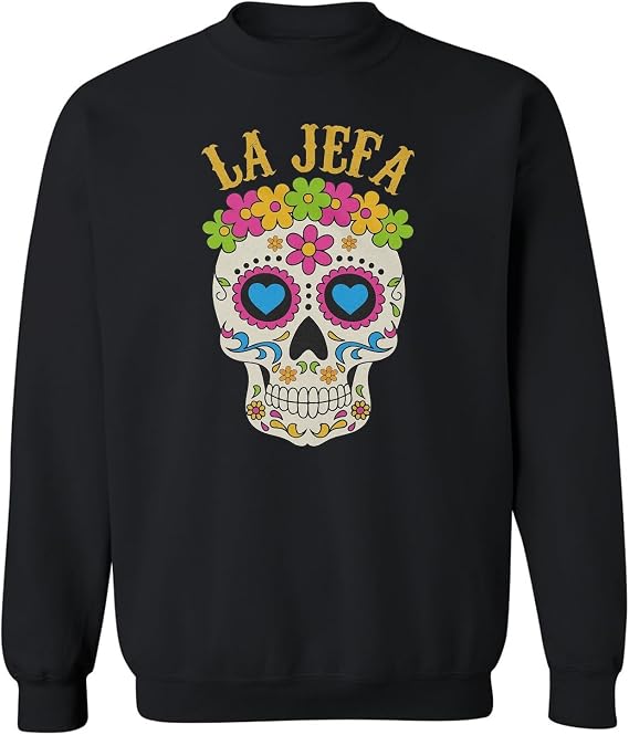 La Jefa Sugar Skull - Dia De Los Muertos Day of Dead Unisex Crewneck Sweatshirt - skull sweatshirts