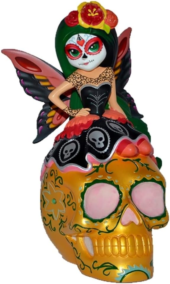 The Hamilton Collection Soulful Spirits Figurine Collection Issue #10: Spirit of The Delightful Glow in The Dark Sugar Skull Decor by Jasmine Becket-Griffith 6-inches - skull figurine