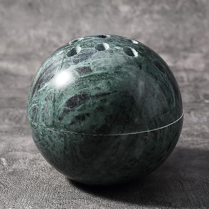 Koville Marble Incense Burner, Natural Stone Incense Holder for Cone/Balsam Fir/Palo Santo/Sage, Handmade Sphere Incense Burner for Meditation Yoga SPA Relaxation, Home Decor(Green) - skull incense burner