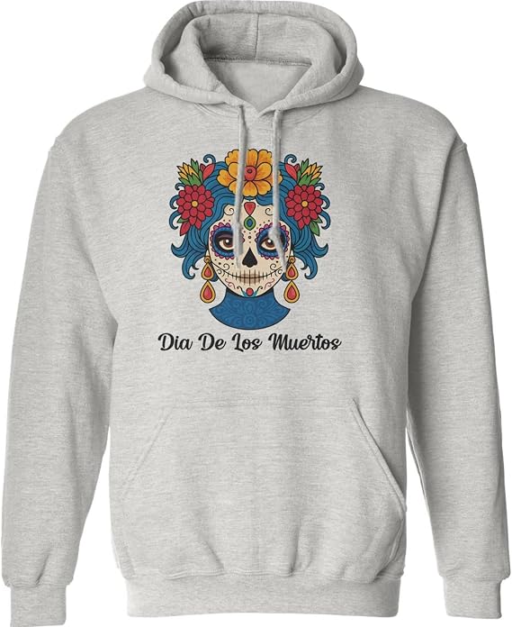 Dia De Los Muertos - Female Floral Sugar Skull Unisex Hooded Sweatshirt - skull hoodie