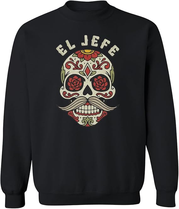 El Jefe's Sugar Skull - Dia De Los Muertos Unisex Crewneck Sweatshirt - skull sweatshirts