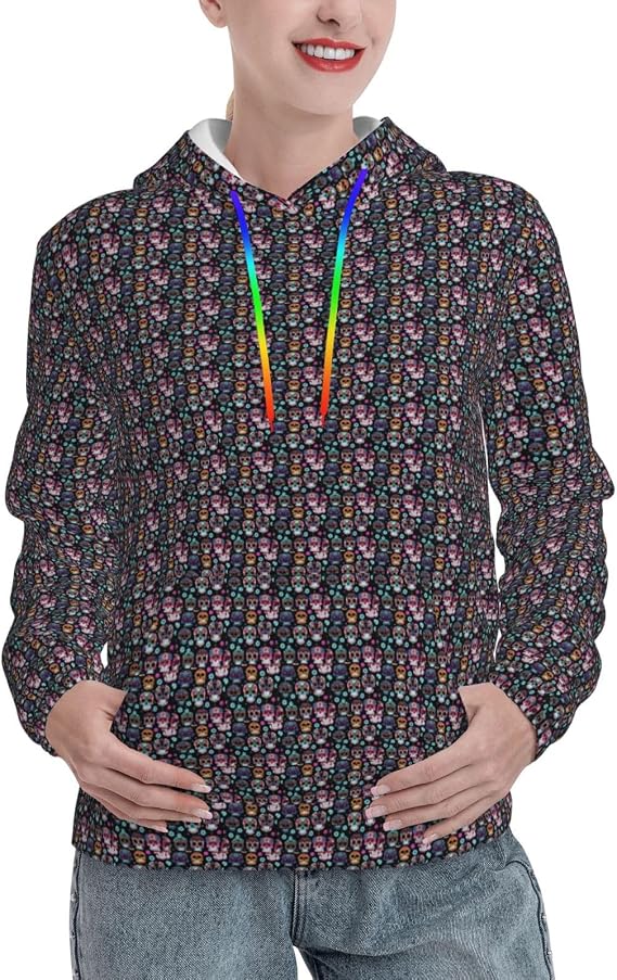MyPiky Sugar Skull Print Women'S Hoodies For Autumn Winter Warm Casual With Pockets Pullover Sweatshirts - skull hoodie