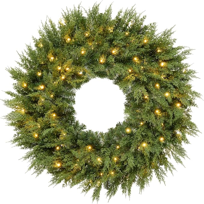 Best Choice Products 48in Pre-Lit Cedar Cypress Christmas Wreath Twinkling LEDs, Realistic Large Indoor/Outdoor Holiday Decor for Door, Plug-in - skull wreath
