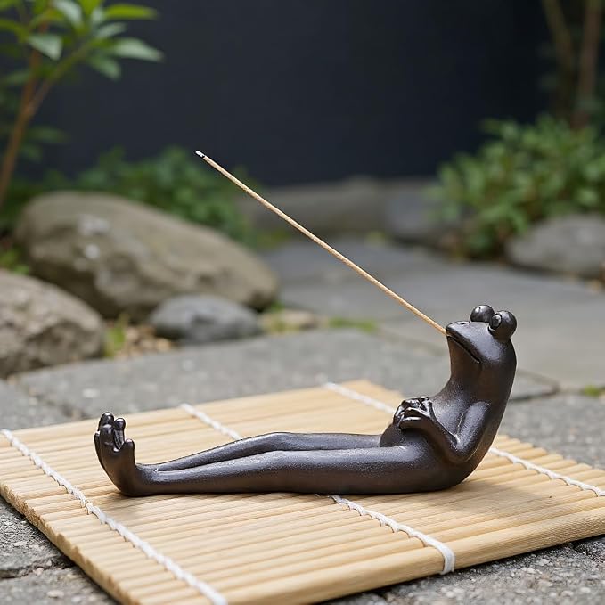 Frog Incense Burner & Holder, Ceramic Ash Catcher Tray - skull incense burner
