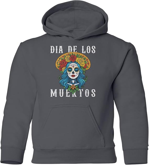 Day of the Dead Female Sugar Skull Dia De Los Muertos Youth Hooded Sweatshirt - skull sweatshirts