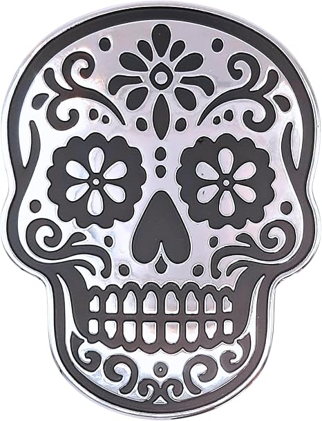 Shine On Sugar Skull/Calavera Chrome Car Emblem | 3D Auto Badge - skull plate