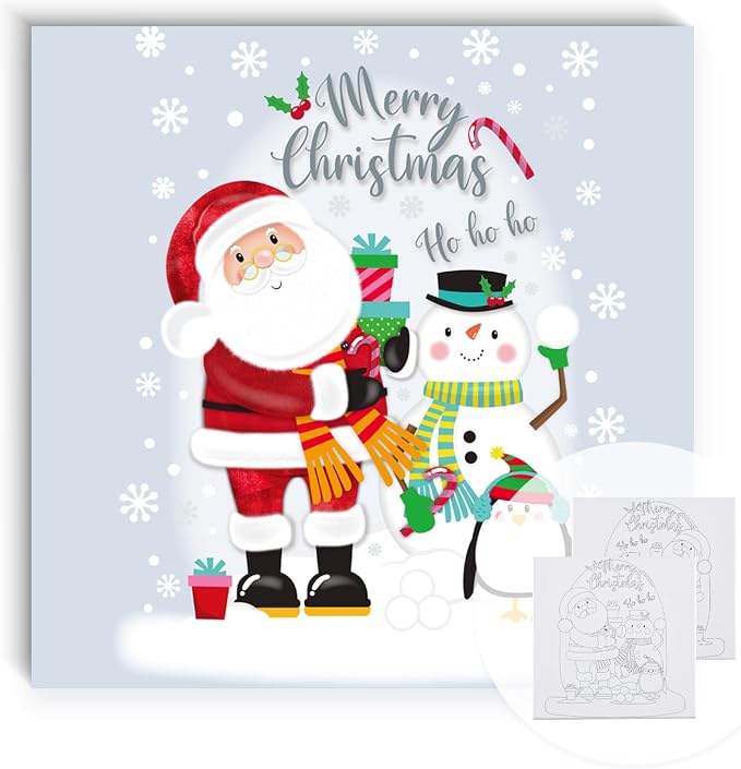 Christmas Pre Drawn Canvas for Painting, 2 Pack 14x14 Inch Stretched Canvas Kit with Santa, Snowman & Penguin Design, Holiday Acrylic Painting Canvas Set for DIY Festive Wall Art & Seasonal Home Decor - skull wall art