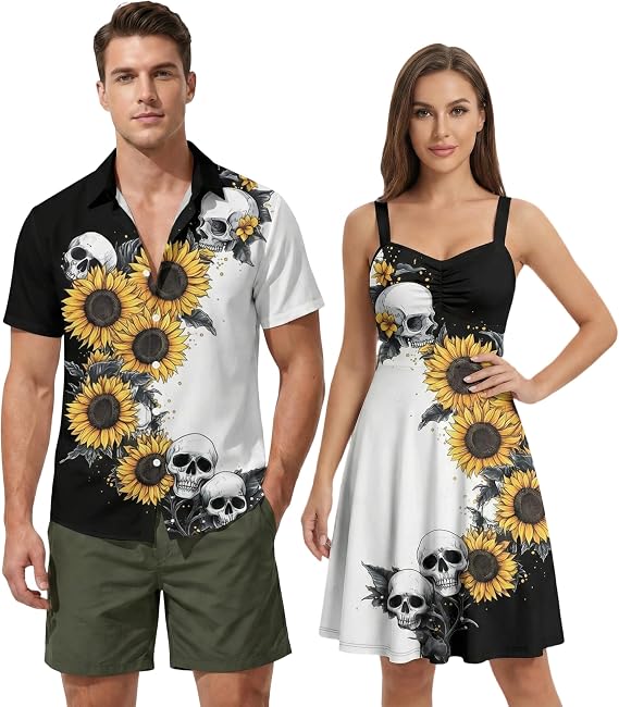 DRESSFO Couples Gothic Floral Outfit