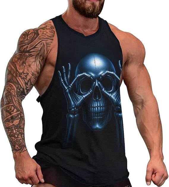 Blissboy Funny Skull Graphic Tank Top Novelty Sleeveless Shirt - skull tshirt
