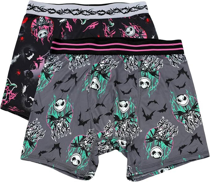 Handcraft The Nightmare Before Christmas 2 Pack Boxer Briefs for Men, Oogie Boogie & Jack Skellington Underwear for Men - skull swimsuit
