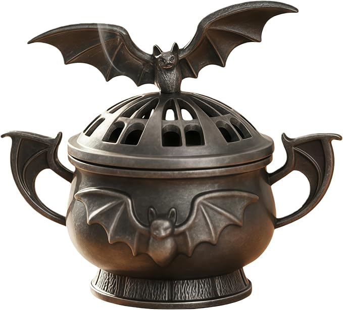 Mini Cone Incense Holder Metal Bat Incense Burner - skull incense burner